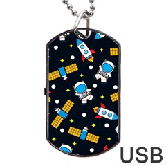 Seamless-adventure-space-vector-pattern-background Dog Tag Usb Flash (one Side) by Salman4z