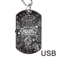 Vector-flat-space-design-background-with-text Dog Tag Usb Flash (one Side) by Salman4z