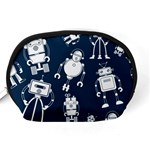 White-robot-blue-seamless-pattern Accessory Pouch (Medium) Back