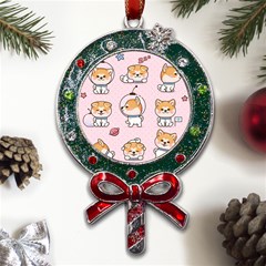 Set-kawaii-smile-japanese-dog-akita-inu-cartoon Metal X mas Lollipop With Crystal Ornament by Salman4z