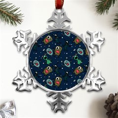 Monster-alien-pattern-seamless-background Metal Small Snowflake Ornament by Salman4z
