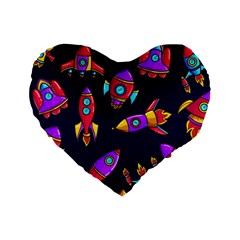 Space-patterns Standard 16  Premium Heart Shape Cushions by Salman4z