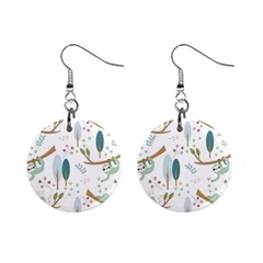 Pattern-sloth-woodland Mini Button Earrings by Salman4z