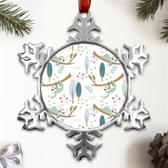 Pattern-sloth-woodland Metal Small Snowflake Ornament by Salman4z