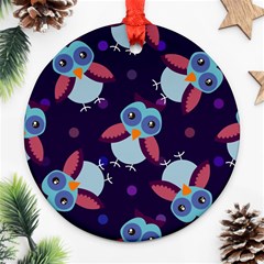 Owl-pattern-background Ornament (round) by Salman4z
