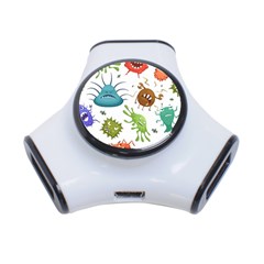 Dangerous-streptococcus-lactobacillus-staphylococcus-others-microbes-cartoon-style-vector-seamless 3-port Usb Hub by Salman4z
