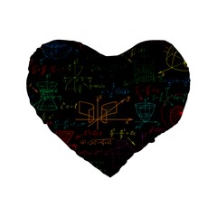 Mathematical-colorful-formulas-drawn-by-hand-black-chalkboard Standard 16  Premium Heart Shape Cushions by Salman4z