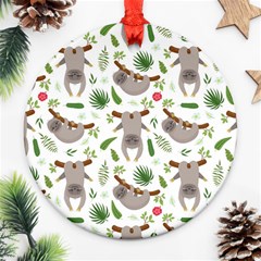 Seamless-pattern-with-cute-sloths Ornament (round) by Salman4z