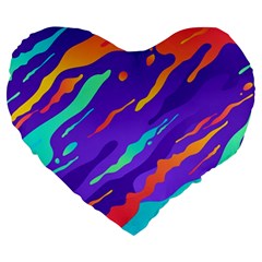 Multicolored-abstract-background Large 19  Premium Flano Heart Shape Cushions by Salman4z