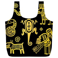 Mexican-culture-golden-tribal-icons Full Print Recycle Bag (xl) by Salman4z