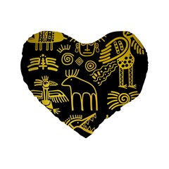 Golden-indian-traditional-signs-symbols Standard 16  Premium Heart Shape Cushions by Salman4z