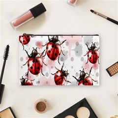 Ladybugs-pattern-texture-watercolor Cosmetic Bag (medium) by Salman4z