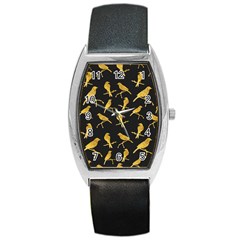 Background With Golden Birds Barrel Style Metal Watch by pakminggu