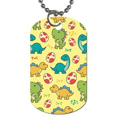 Seamless Pattern With Cute Dinosaurs Character Dog Tag (one Side) by pakminggu