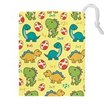 Seamless Pattern With Cute Dinosaurs Character Drawstring Pouch (4XL) Front