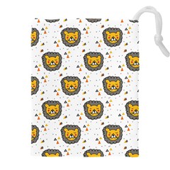 Lion Heads Pattern Design Doodle Drawstring Pouch (5xl) by pakminggu