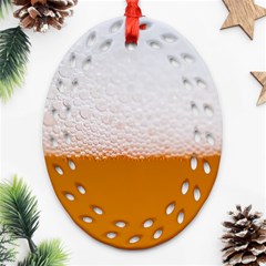 Beer Foam Bubbles Alcohol Glass Oval Filigree Ornament (two Sides) by pakminggu