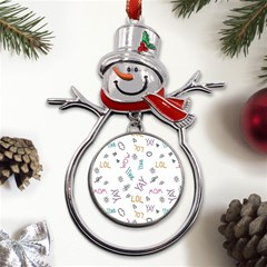 Doodle Pattern Metal Snowman Ornament by pakminggu