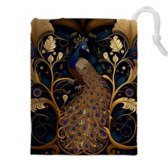 Peacock Plumage Bird  Pattern Graceful Drawstring Pouch (5xl) by pakminggu