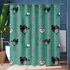 Raccoon Texture Seamless Scrapbooking Hearts Shower Curtain 60  X 72  (medium)  by pakminggu