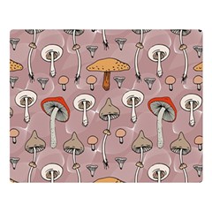 Mushrooms Autumn Fall Pattern Seamless Decorative Two Sides Premium Plush Fleece Blanket (large) by pakminggu