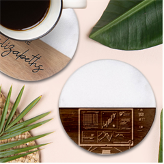 Remote Work Work From Home Online Work Classic Marble Wood Coaster (round)  by pakminggu