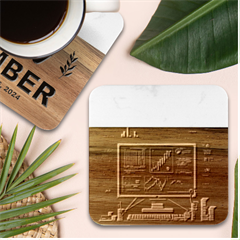 Remote Work Work From Home Online Work Marble Wood Coaster (square) by pakminggu