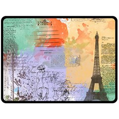 Scrapbook Paris Vintage France Fleece Blanket (large) by Mog4mog4
