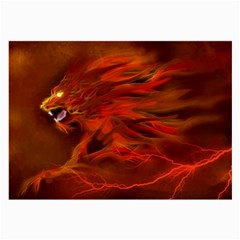 Fire Lion Flames Light Mystical Dangerous Wild Large Glasses Cloth (2 Sides) by Mog4mog4