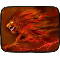 Fire Lion Flames Light Mystical Dangerous Wild Two Sides Fleece Blanket (mini) by Mog4mog4