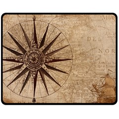 Compass Map Nautical Antique Two Sides Fleece Blanket (medium) by Mog4mog4