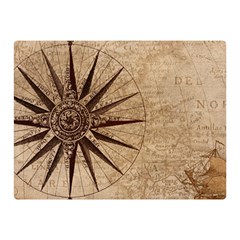 Compass Map Nautical Antique Two Sides Premium Plush Fleece Blanket (mini) by Mog4mog4