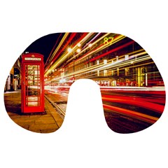 Telephone Booth Red London England Travel Neck Pillow by Mog4mog4