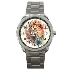 Lion Africa African Art Sport Metal Watch by Mog4mog4