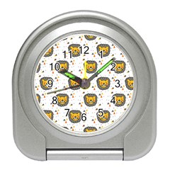 Lion Heads Pattern Design Doodle Travel Alarm Clock by Mog4mog4