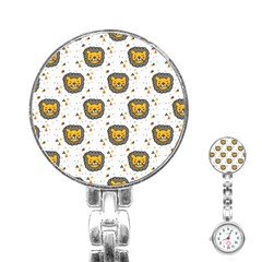 Lion Heads Pattern Design Doodle Stainless Steel Nurses Watch by Mog4mog4
