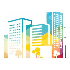 Silhouette Cityscape Building Icon Color City Two Sides Premium Plush Fleece Blanket (mini) by Mog4mog4