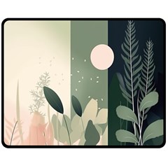Spring Floral Plants Foliage Minimal Minimalist Two Sides Fleece Blanket (medium) by Mog4mog4