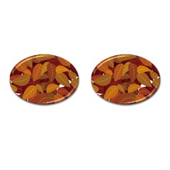 Watercolor Leaves Leaf Orange Cufflinks (oval) by Bakwanart