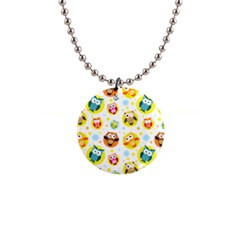 Owl Bird Cartoon 1  Button Necklace by Bakwanart