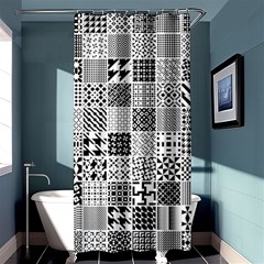 Black And White Geometric Patterns Shower Curtain 36  X 72  (stall)  by Bakwanart