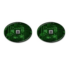 Technology Computer Chip Electronics Industry Circuit Board Cufflinks (oval) by Bakwanart