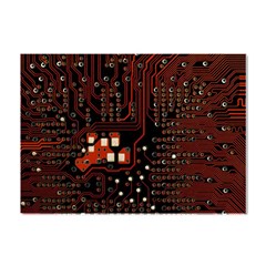Red Computer Circuit Board Crystal Sticker (a4) by Bakwanart