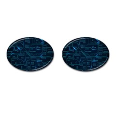 Technology Computer Circuit Boards Electricity Cpu Binary Cufflinks (oval) by Bakwanart