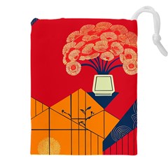 Flowers Abstract Art Painting Drawstring Pouch (4xl) by 99art
