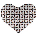 Mixed Abstract Colors Pattern Large 19  Premium Flano Heart Shape Cushions Back
