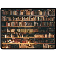 Books On Bookshelf Assorted Color Book Lot In Bookcase Library Two Sides Fleece Blanket (large) by 99art