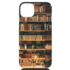 Books On Bookshelf Assorted Color Book Lot In Bookcase Library Iphone 14 Plus Black Uv Print Case by 99art