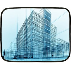 Architecture Blue Drawing Engineering City Modern Building Exterior Two Sides Fleece Blanket (mini) by 99art