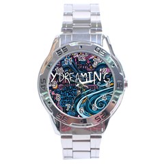 Graffiti Art Psychedelic Art Graphic Design Modern Art Stainless Steel Analogue Watch by 99art